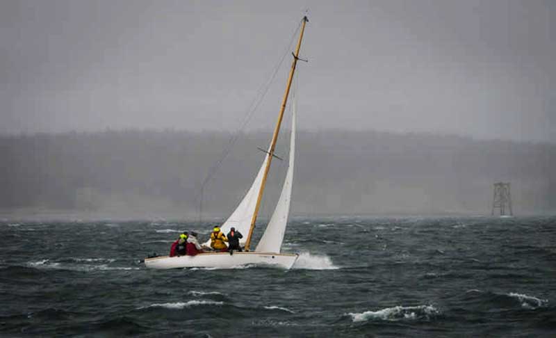 Standing up in a blow. 2013 Shipwrights Regatta, Photo by Craig Wester.
